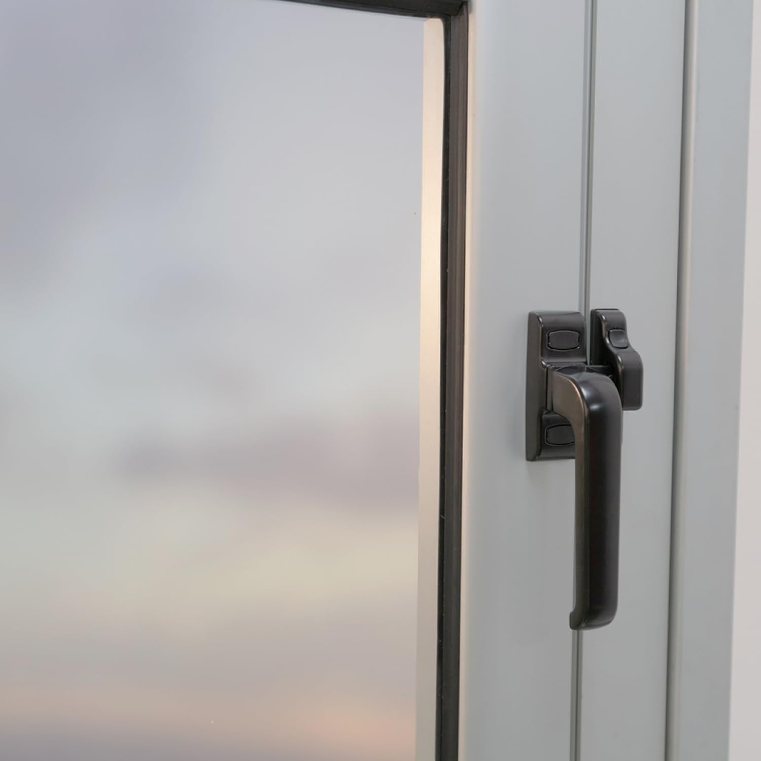 Maniglia di bloccaggio per porte e finestre mod. GAMMA - 122 x 70 mm - Rosetta - Sinistra - Porte interne e finestre - Senza Quadriletto - Alluminio Nero