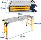 Piattaforma da Lavoro Multifunzione 2-in-1 | Trabattello Portatile Tavolo per Saldatura con Ruote | Lavoro Zincata 36x140 cm | Portata 500 KG