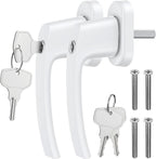 Paio Maniglia Bloccabile per Finestra con 4 Chiavi per Sicurezza Bambini 2PZ Maniglie per Porte Finestre a Battente con Serratura in Lega di Alluminio Mandrino 35mm - Bianco