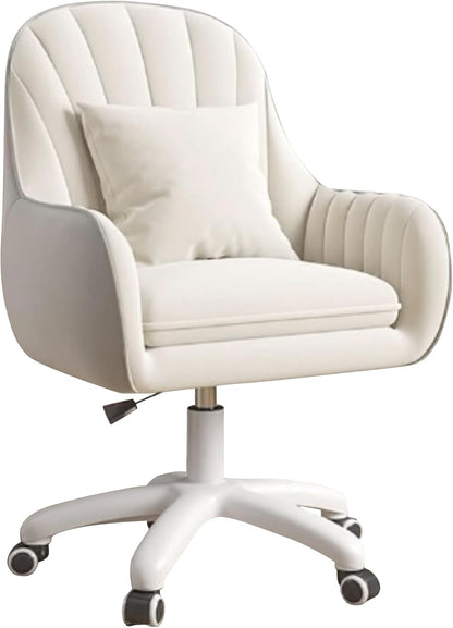 Home Office Chair, Velvet Chair with Pillow, 360° Swivel Height Adjustable Office Chair