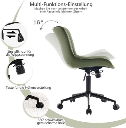 Bürostuhl Ergonomisch, Schreibtischstuhl Höhenverstellbar, Bürostuhl mit PU-Leder & Rollen