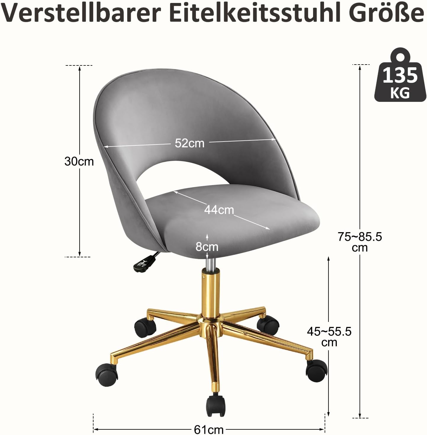 Office chair with gold frame Desk chair Dressing table chair