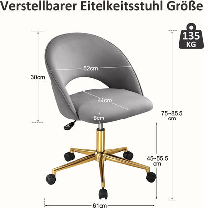 Office chair with gold frame Desk chair Dressing table chair