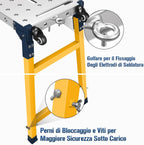 Piattaforma da Lavoro Multifunzione 2-in-1 | Trabattello Portatile Tavolo per Saldatura con Ruote | Lavoro Zincata 36x140 cm | Portata 500 KG