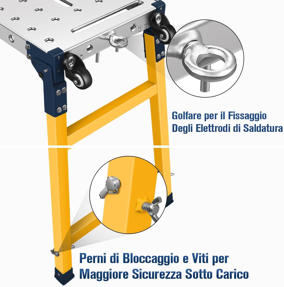 Piattaforma da Lavoro Multifunzione 2-in-1 | Trabattello Portatile Tavolo per Saldatura con Ruote | Lavoro Zincata 36x140 cm | Portata 500 KG