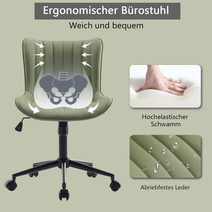 Bürostuhl Ergonomisch, Schreibtischstuhl Höhenverstellbar, Bürostuhl mit PU-Leder & Rollen