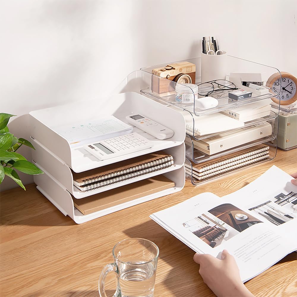 4-stufige stapelbare A4-Aktenablage, Briefablagen-Organizer, Schreibtisch-Ordnungshelfer