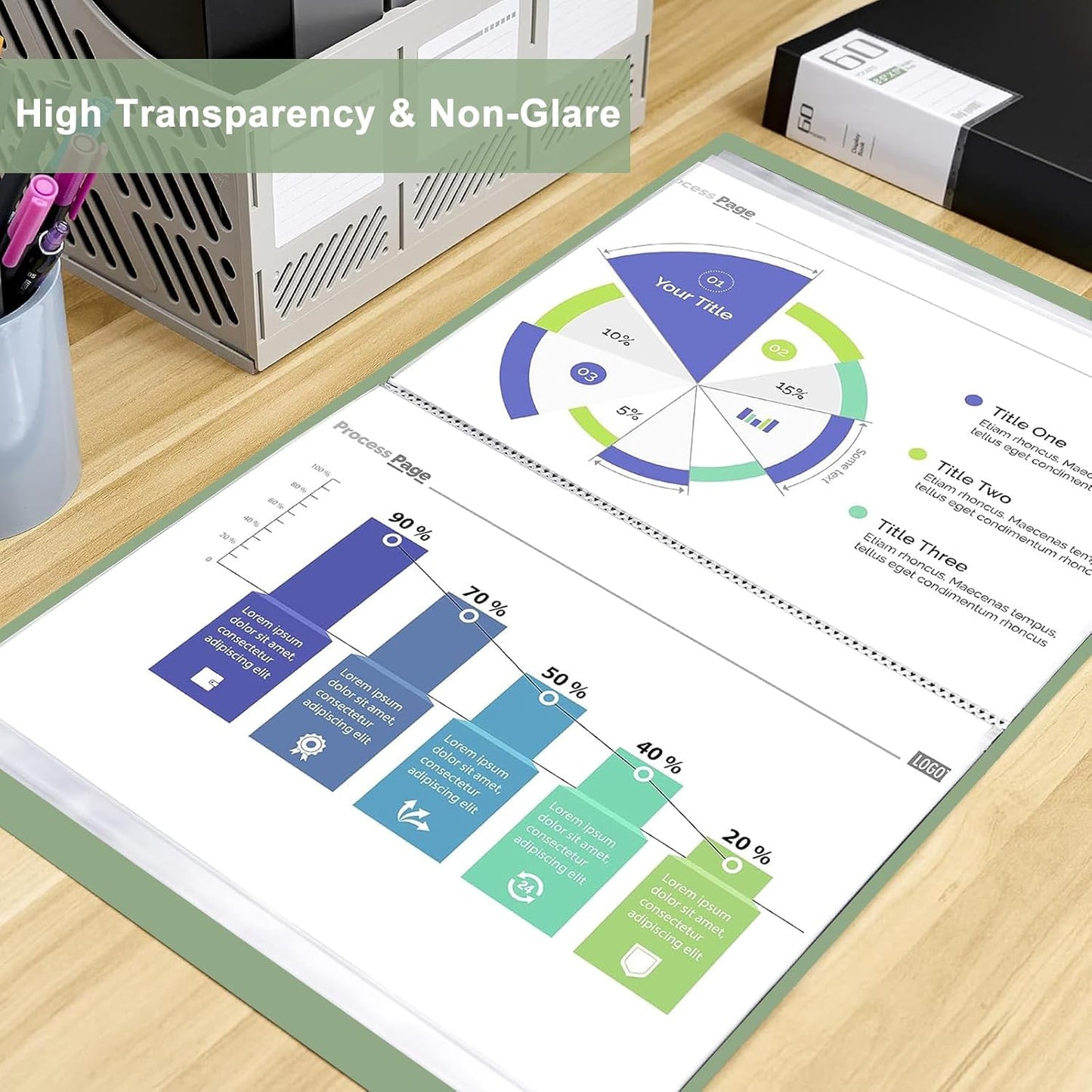 A4 Display Book with Clear Pockets Folder with Sleeves Project Folder for Individuals, Office, and Home