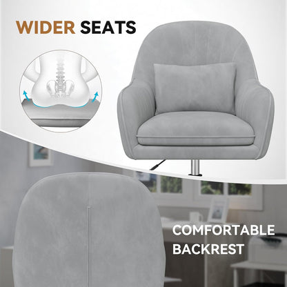 Home Office Chair, Velvet Chair with Pillow, 360° Swivel Height Adjustable Office Chair