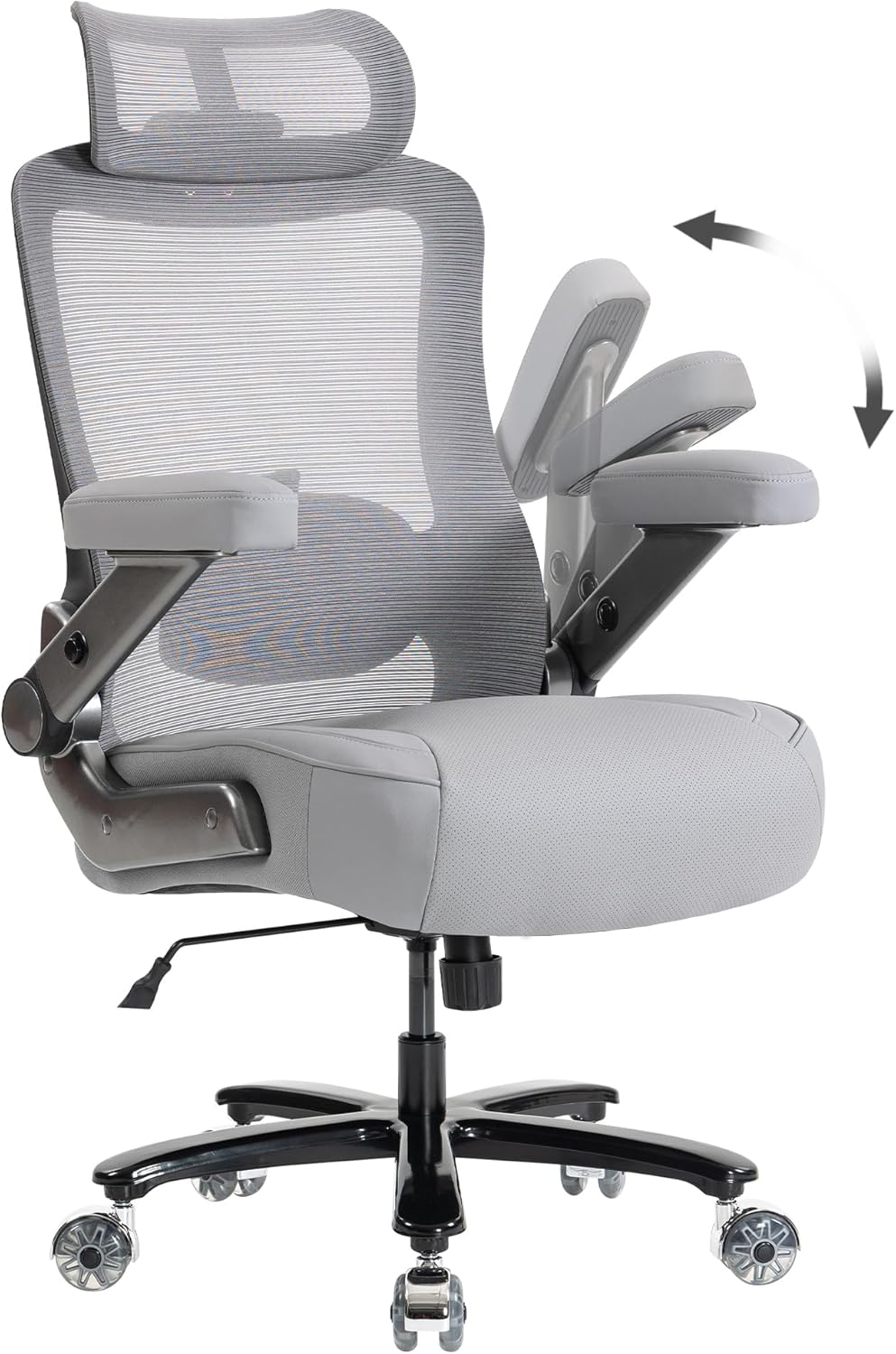 Office chair with lumbar support & headrest, load capacity up to 350 kg