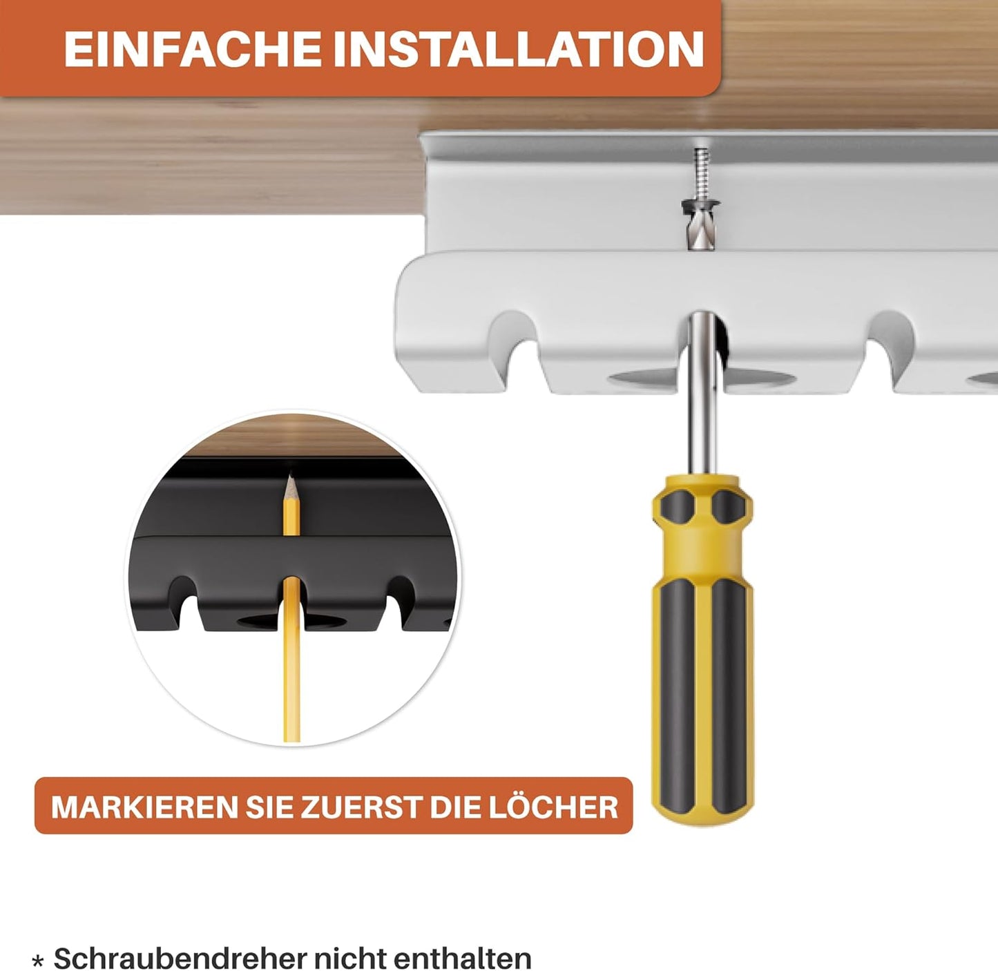 2er Set Kabelmanagement Schreibtisch Weiß – Kabelkanal ohne Bohren zum Kabel verstecken
