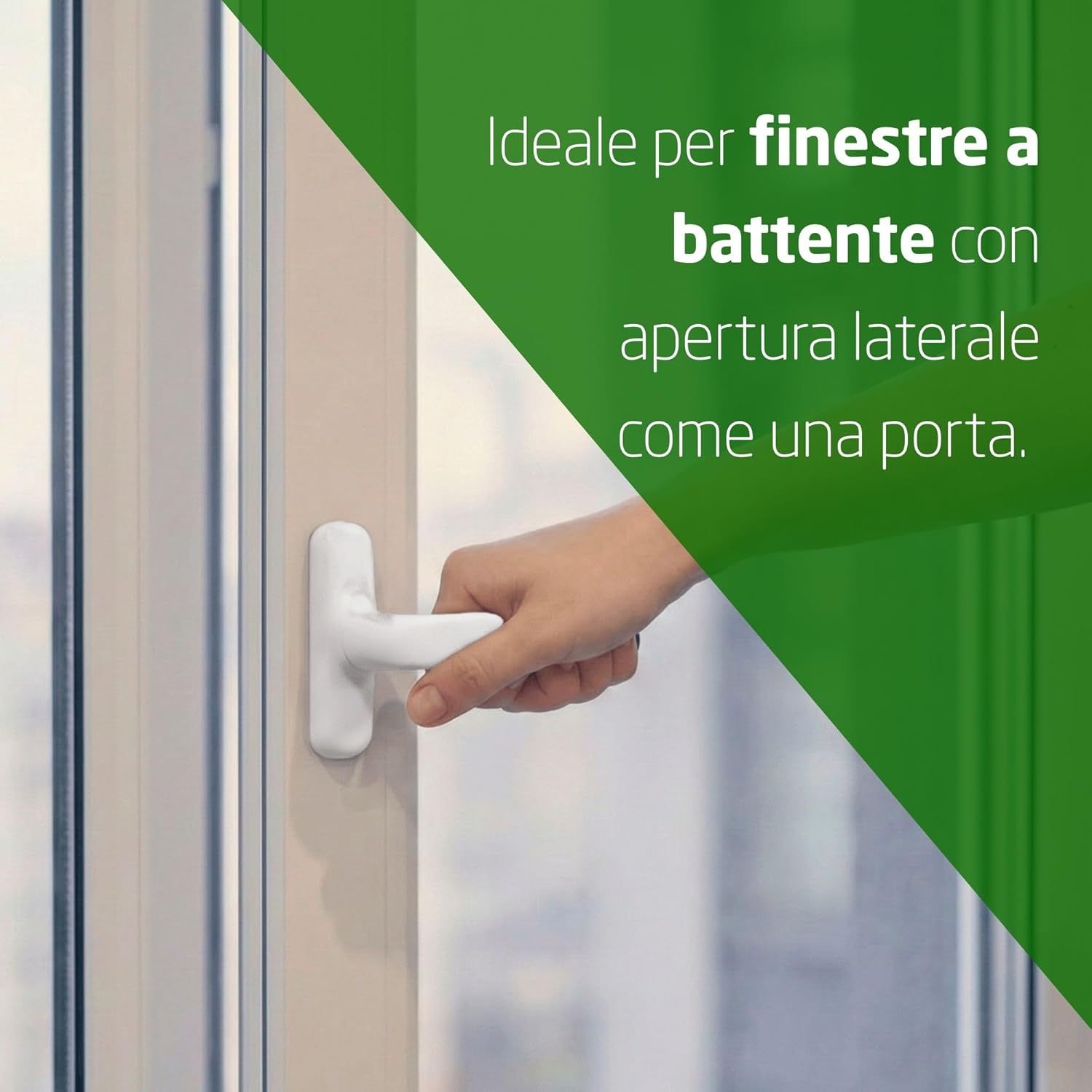 Maniglia per finestre apribili lateralmente - Base in alluminio - Copertura in PVC - Colore nero - Viti nascoste - 172 x 27 x 59 mm - Senza quadrante