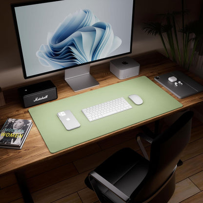 Cork Desk Mat, Reversible Desk Pad with Natural Cork & PU Leather, Mouse Pad/Table Protector Green