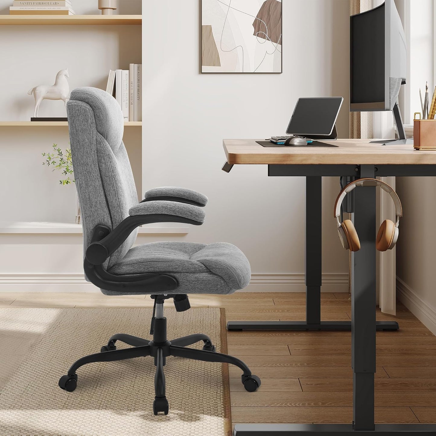 Bürostuhl ergonomisch Computerstuhl mit hochklappbarer Armlehne