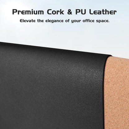 Cork Desk Pad, Double-Sided Desk Mat with Natural Cork & PU Leather, Mouse Pad/Table Protector Black