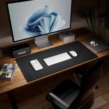 Cork Desk Pad, Double-Sided Desk Mat with Natural Cork & PU Leather, Mouse Pad/Table Protector Black