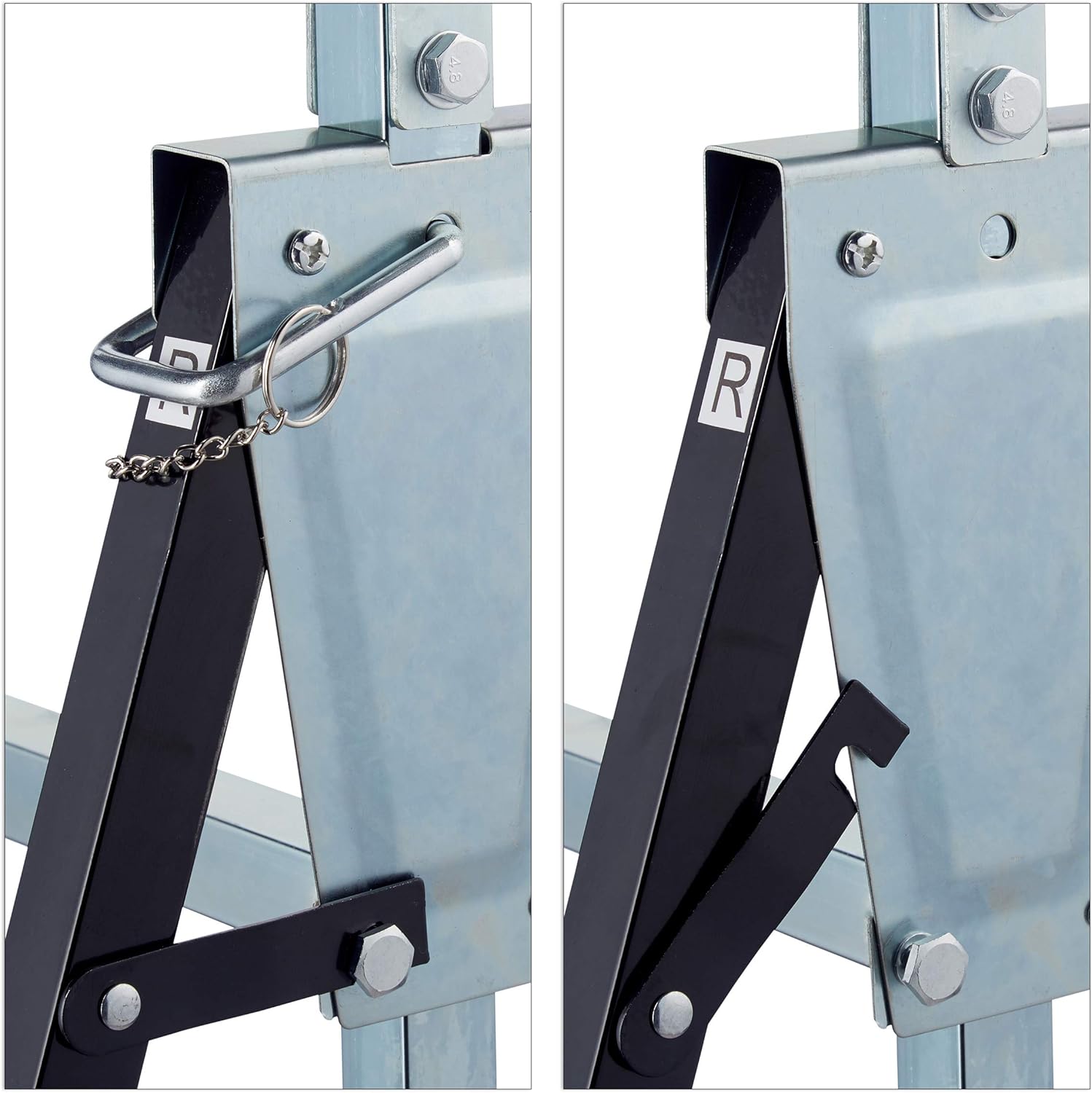 Cavalletto da Lavoro, Set da 2, Banco da Lavoro Resistente, max. 200kg, 80-130cm, Pieghevole, Nero-Argento