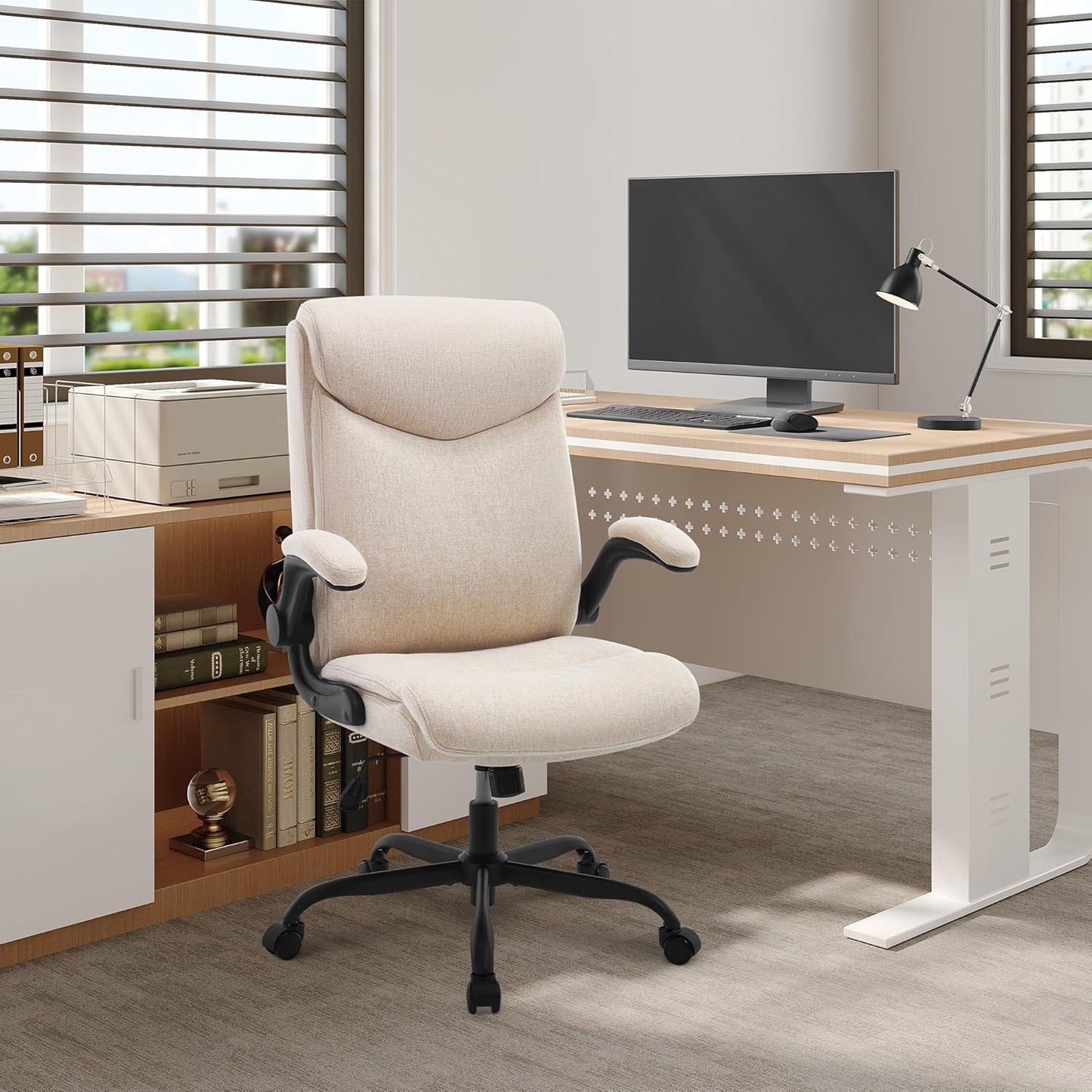 Bürostuhl ergonomisch Computerstuhl mit hochklappbarer Armlehne