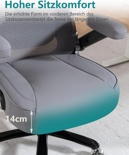 Office chair with lumbar support & headrest, load capacity up to 350 kg