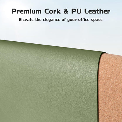 Cork Desk Mat, Reversible Desk Pad with Natural Cork & PU Leather, Mouse Pad/Table Protector Green