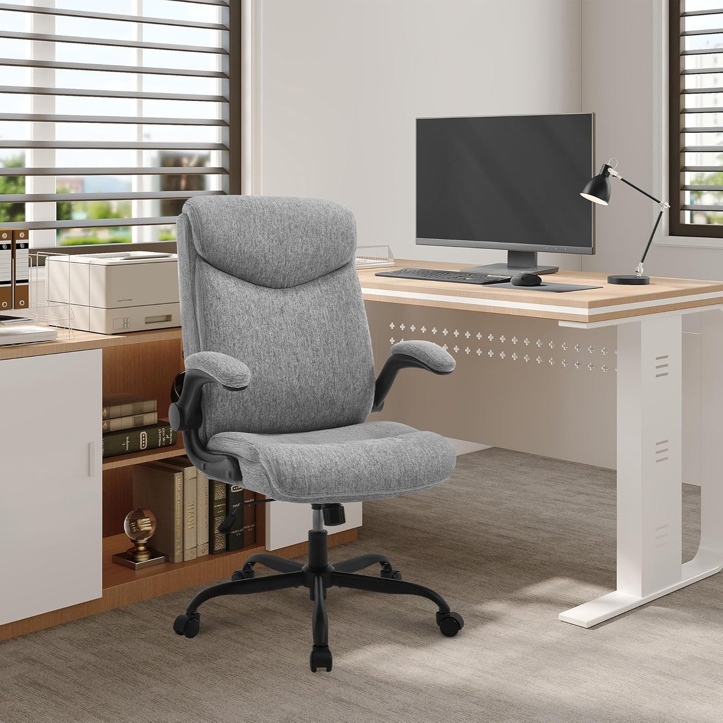 Bürostuhl ergonomisch Computerstuhl mit hochklappbarer Armlehne