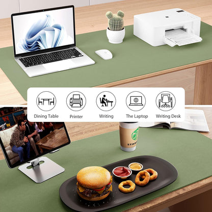 Cork Desk Mat, Reversible Desk Pad with Natural Cork & PU Leather, Mouse Pad/Table Protector Green
